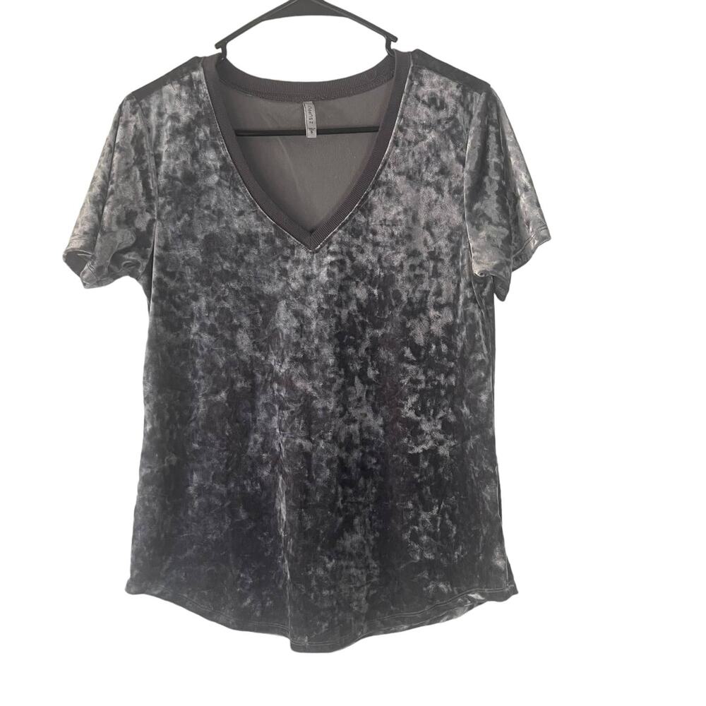 Z Supply Size Small Grey Velvet Crush Whimsygoth Fairyā Grunge Short Sleeve Top
